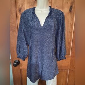 Elegant Navy Blue Shimmering  Women's Blouse